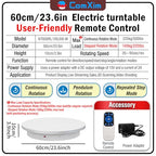 23.6In Remote Large Motorized electric turntable Rotating platform Photography Turntable Motorized lazy susan Base giratoria para for Photography,3D Scanner,Heavy duty display(Load Range:220~500lbs) - size: 23.6inch/White/500Lbs Load