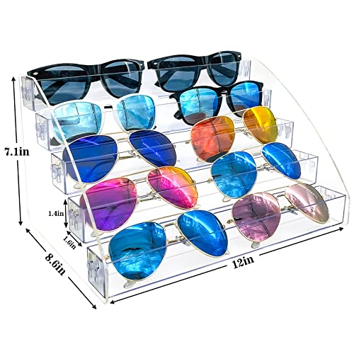 MineSign Sunglasses Organizer Clear Eyeglasses Display Case Sticker Display Tray Box For Glasses Tabletop Holder Stand (5 layer) - style: 5t