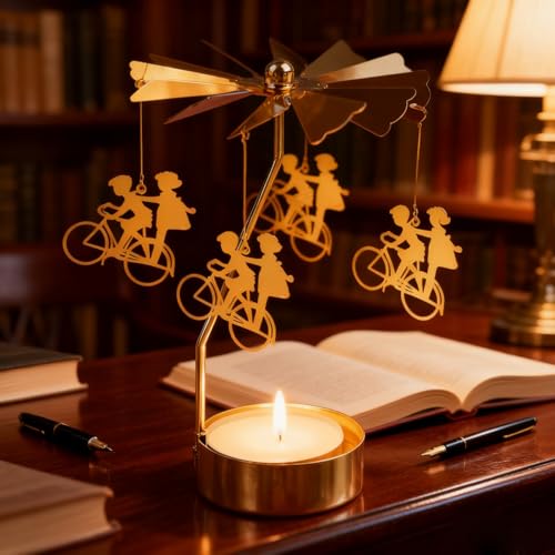 Self Rotary Candle Holder, Metal Tea Light Holders Automatic Rotating, Romantic Aroma Tea Candle Round Holder, Unicorn, Snowflower, Kids, Leather Candle Holder(Kids) - color: Kids