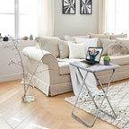 Garden 4 You TV Tray Table, Folding Dinner Tray With No Assembly Required, Sturdy Foldable Snack Eating Table for Living Room, 2PCS (White Marble) - color: White Marble, size: 2pcs