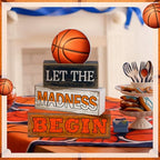 Yuntau 4 Pcs Wooden Tabletop Decor Tiered Tray Decor Rustic Wood Block Sign Gift Centerpiece Farmhouse Table(Basketball) - style: Basketball