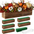 Dandat 6 Set Wooden Boxes for Centerpieces 16x4 Inch Rectangle Wooden Planter Box Rustic Wood Planter with Removable Plastic Liner Floral Foam Blocks for Centerpieces Home Wedding Garden Decor - size: 16x4 Inch