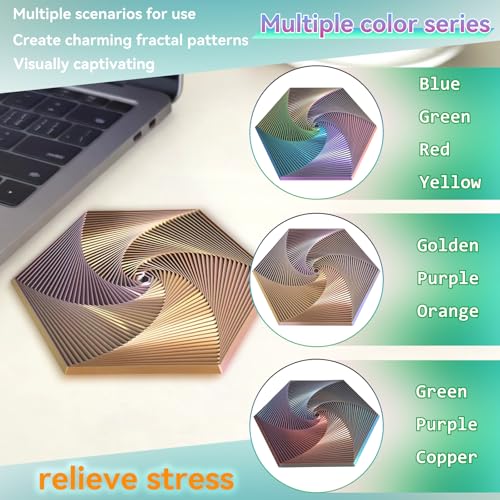 Fractal Fidget Hexagon - Suitable for Relieving Stress, Anxiety, and Tension | Autism, ADHD | Desk Adult Fidgeting Stress Relief Gift (Blue-Pink 35 Rings) - color: Blue-pink 35 Rings