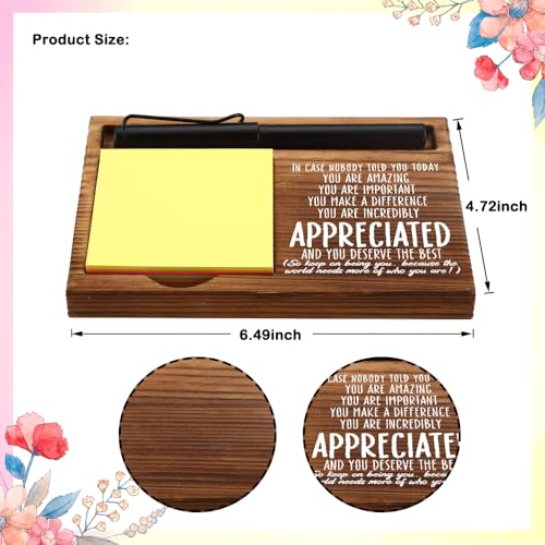 FOUGSTA Appreciation Gifts for Women, New Job Gifts for Women, Inspirational Office Decor Gift for Woman,Wooden Notepad Pen Holder With Inspirational Quotes,16.5 x 12 x 1.5 cm,XXN3 - style: APPRECIATED