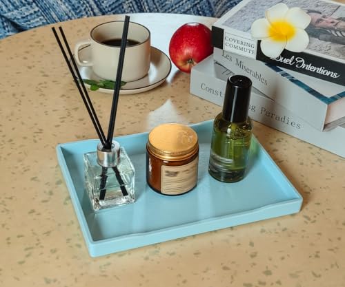 Blue Small Serving Tray (9.5 x 7 inch), Countertop Organizer for Bathtub Bathroom Vanity Items, Serving Accessory, Coffee, Drinks, Tea, Party, Spa, Perfume and Display Use. - color: Blue-1 Tray, size: 9.5" x 7" x 0.8"