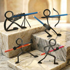 Minimalist 3D Printed Desktop Organizer Set (4 Pack), Decorative Silhouette Pen Stand, Creative Humanoid Pose Pencil Cup, Unique Office Decor and Teacher Gift, Black Matte Finish