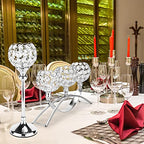 Silver Crystal Candle Holders Decorative Arch Candelabra 3-Arm Candlesticks Holder & 2 Glass Holders Table Centerpiece, Wedding, Party, Anniversary - color: Silver