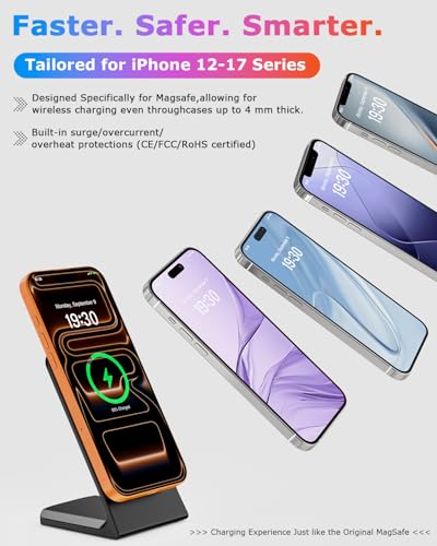 Mag.Safe Charger Stand for iPhone, Magnetic Wireless Charging Station for iPhone 17/16/15/14/13/12 Series (Onxy Black) - color: Onyx Black