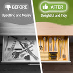 Bamboo Kitchen Silverware Drawer Organizer - Expandable Wood Utensil Holder with Dividers, Luxury Cutlery Storage Tray for Kitchen Utensil and Flatware (5-7 Slots with Removable Knife Block, Natural) - color: Natural