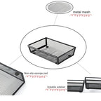 Mesh Tray Silverware Drawer Organizer, Utensil Cutlery Tray Office Supplies with Interlocking Arm Drawer Dividers Organizer for Flatware, Knives,Home,Office, School,Bedroom 9X6＂Black - size: 3 Pack 9"x6" Black Metal