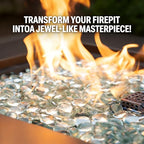 Mr. Fireglass 10 Pound Fire Glass Beads, 1/2" Reflective Round Fire Glass Drops for Fireplace Fire Pit & Lanscaping, High Luster Crystal Ice - color: Crystal Ice, size: 1/2 inch, 10 Pounds