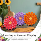 Cinnvoice 3 Pack Garden Stepping Stone Outdoor, Decorative Dimensional Resin Stepping Stones for Patio Pathway Landscaping Walkway Sculpture Yard Backyard Lawn(Dahlia,10 Inches) - size: 10 Inches, style: Dahlia