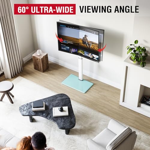 AOKCOS Swivel TV Floor Stand for 32-65 Inches TVs, 8 Level Height Adjustable Corner Small TV Stand Mount for Living Room/Bedroom, Holds up to 88 lbs,MAX VESA 400x400mm,White - color: White, size: for 32"-65"