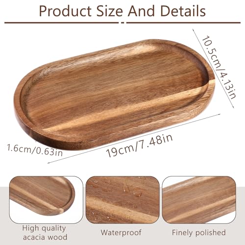 Small Acacia Wood Serving Trays Mini Wooden Platters Wooden Vanity Tray Dispenser Wood Counter Plates Bathroom Countertop Organizer Trays Coffee Bar Tray Appetizer Serving Board Snack Serve Board