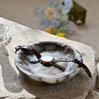 ZSHAWN Natural Marble Ring Dish Jewelry Tray – 5.5" Trinket Dish for Rings Earrings Necklace, Scratch-Resistant Vanity Organizer, Elegant Gift for Women (Calacatta Viola) - color: Calacatta Viola