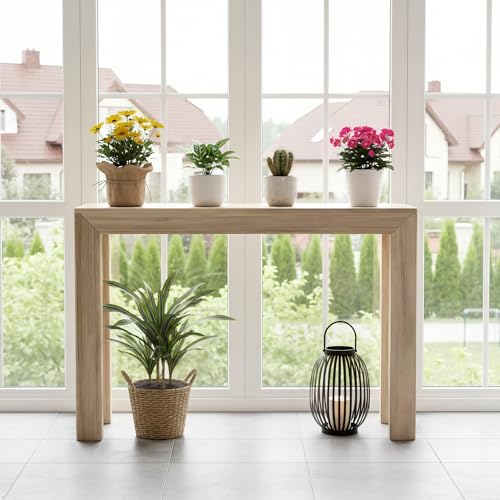 Plank+Beam Modern Solid Wood Console Table, 46.25 Inch, Sofa Table, Narrow Entryway Table for Hallway, Behind The Couch, Living Room, Foyer, Easy Assembly, Blonde - color: Blonde, size: 46 Inch