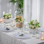 Square Glass Vases Set of 6 – Hewory 5"x5" Clear Cube Flower Vase Candle Holders for Wedding Centerpieces Home Decor Events Party Ceremony (Not Include Flower and Candle)