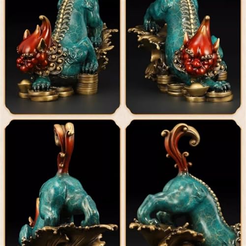 Fengshui Statue Vintage Luxury Copper Pixiu Fortune Ornament Chinese Living Room Entryway Office Desktop Decorations Feng Shui Accessories Home Desktop Decor (Color : Left, Size : L) - color: Left, size: Large