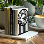 Peacoblue Metal Bookends for Shelves, Modern Decorative Heavy Duty Study Book Ends Stoppers for Office, Desk, Shelf, Room 5.3"x4.3"x7.9" Cast Iron Simple Tall Bookends 1 Pair (Hummingbird and Flower) - style: Hummingbird and Flower