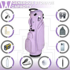 Luxury Womens Golf Bag, PU Leather Golf Stand Bag for Women/Ladies, 14-Way Full-Length Top Dividers, Ultra Lightweight, Large Pockets for Accessories - color: Lavender