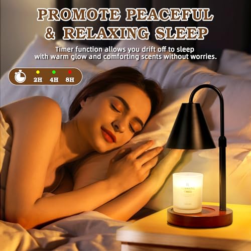 Candle Warmer Lamp with Timer Dimmable 2 Pack,Mothers Day Birthday Gifts for Women Mom, Modern Candle Lamp, Black Candle Warmer for Jar Scented Candles, Home Decor, Wax Melt Warmer with 4 Bulbs - color: Black-2 Pack
