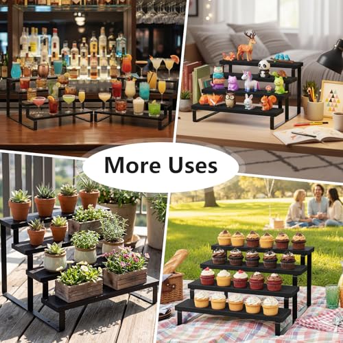 Thyle 4 Pack 13.8" Wood Tiered Display Stand 4 Tier Wooden Cupcake Display Riser Wedding Cupcake Shelf Cologne Stand for Men Vendor Booth Organizer Shelf for Wedding Bridal Shower Graduation Party