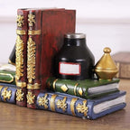 Bellaa 25389 Bookends Antiques Pen Ink Lamp Magical Oldworld Liabrary Office Book Ends for Shelves Stopper Vintage Collection Heavy Duty ＆ Sturdy Non-Skid