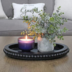 AuldHome Design Wood Beaded Tray (Black), Decorative Farmhouse Style Oval Wooden Tray