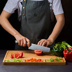 Large Bamboo Wood Cutting Board for Kitchen, Cheese Charcuterie Board with 3 Built-in Compartments and Juice Grooves, Butcher Block (17x12.6") - size: 17"L x 12.6"W