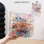 FABROK 3-Layer Hair Ties Organizer for Girls, Large Hair Accessories Storage Box for Clips, Scrunchies, Headbands, Rotating Bathroom and Vanity Container for Makeup Tools, Jewelry - size: 3-Layer