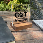 I Work Hard So My Cat Can Have a Better Life Home Office Desk Decor Acrylic Plaque Sign with Wooden Stand Gift for Cat Lover Owner Friend Cowoker Sister Women - style: Cat