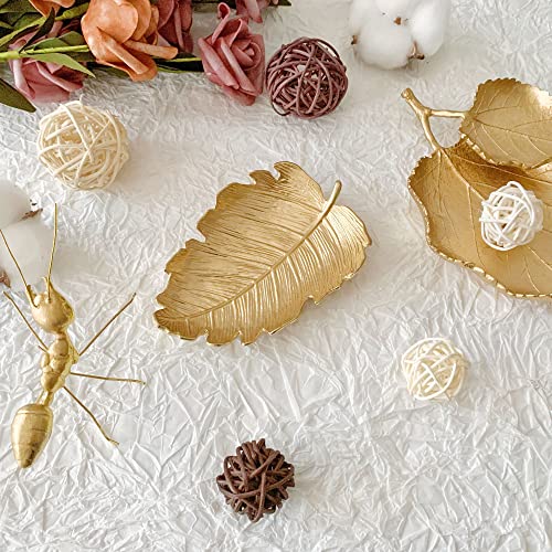 Small Leaf Shaped Trinket Dish, Decorative Gold Jewelry Dish Tray, Ring Hodler Dish Jewelry Organizer - color: Elm Leaf