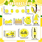 12 Pcs Lemon Tiered Tray Decor Set Gnome Fresh Lemonade Wooden Sign Yellow Lemon Wood Blocks Standing Sign Summer Tray Decor for Home Summer Kitchen Table Decoration - style: Lemon