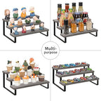 YINMIT Wooden Display Riser Stand, Tiered Perfume and Cologne Organizer Stand, 3 Tier Spice Rack Organizer, Rustic Display Shelf for Candles (3 Tier,Grey) - color: 3 Tier,Grey