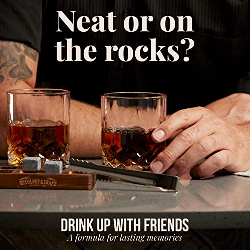 Mixology & Craft Premium Whiskey Set | Two 10oz Cystal Old-Fashioned Glasses, 8 Granite Chilling Stones, Metal Tongs, Recipe Cards in Rustic Wooden Crate Gift Set | Jameson Whiskey - size: Light Crate