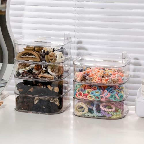 FABROK 3-Layer Hair Ties Organizer for Girls, Large Hair Accessories Storage Box for Clips, Scrunchies, Headbands, Rotating Bathroom and Vanity Container for Makeup Tools, Jewelry - size: 3-Layer