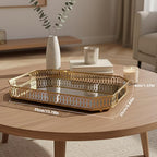 Durable Decorative Organizer for Dresser, Bedroom, Bathroom Countertops - Spacious with Handle in Your Desk Space Scratch-Resistant - Gold(Large)