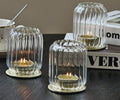 Vixdonos Glass Hurricane Tealight Candle Holder with Metal Candle Stand,Set of 3 Modern Windproof Votive Candle Holders for Wedding Party Table Centerpiece Outdoor,Clear - color: Clear
