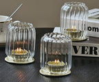 Vixdonos Glass Hurricane Tealight Candle Holder with Metal Candle Stand,Set of 3 Modern Windproof Votive Candle Holders for Wedding Party Table Centerpiece Outdoor,Clear - color: Clear