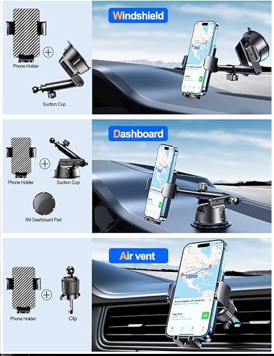 Qifutan Dash Mounted Holders Phone Holders for Your Car Phone Mount for Car Windshield Dashboard Air Vent Universal Desk Mounts Hands Free Automobile Cell Phone Holder Fit for iPhone Smartphone - style: Dash-B