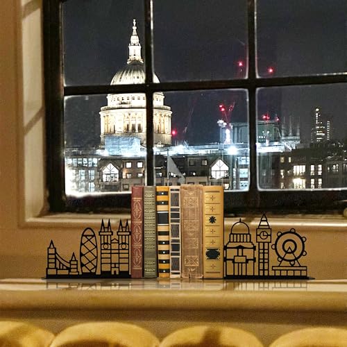 Metal City Skyline Modern Bookends, Tower of London,Big Ben Decoration, London Gifts and Souvenirs - color: London