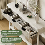 Lulive 51" Fluted Console Table for Entryway, Wooden Entryway Table with 3 Wooden Drawers, Farmhouse Behind Sofa Table for Living Room, Hallway, Couch, Foyer - color: Grey White