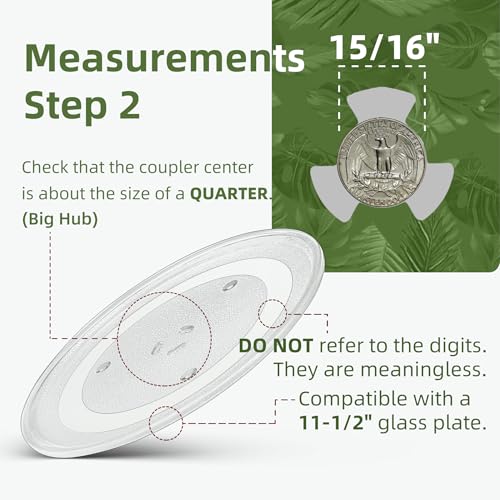 11.5" Microwave Turntable Compatible with Samsung DE63-00624A DE74-20102D, 11 1/2 inch Replacement Microwave Glass Plate for GE WB49X10097 WB49X10224 - size: 11.5" Big Coupler Hole