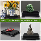 Chunful 2 Pcs Rectangle Wooden Display Stand Wood Vase Display Base Black Pedestal Stand Rectangle Vase Riser for Vases Teapot Trophy Collectibles Aquarium Lamp Home Decoration(10.2 x 8.9 x 1.8 Inch) - size: 10.2 x 8.9 x 1.8 Inch
