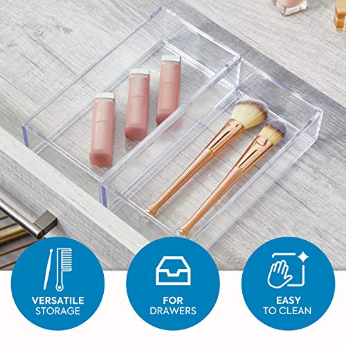 IDesign Decorative Countertop Vanity Tray Organizer for Bathroom, Bedroom, Closet, Entryway, The Clarity Collection – 4” x 8” x 2”, Clear, Small - size: Small