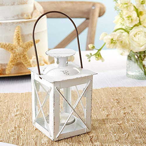 Kate Aspen Rustic Shelf Decor Luminous Vintage Tea Light Votive Candle Holders Metal Mini Decorative Lantern, Distressed White - color: Distressed White - Small, size: 1 Count (Pack of 1)