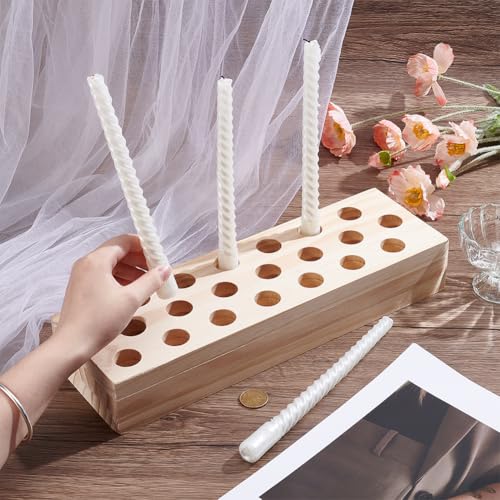 1Pcs Giant Wooden Candlestick, Wooden Taper Candle Holders Candlestick Table Centerpiece Rustic Taper Candle Holder for Birthday Mother's Day Wedding Anniversary Thanksgiving Decoration