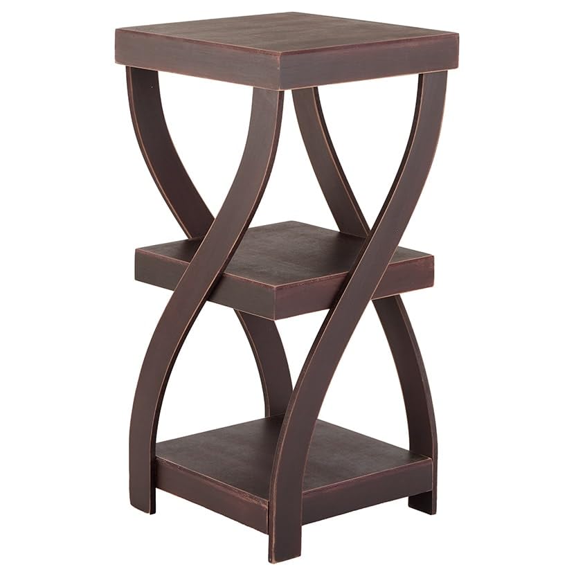 The Lakeside Collection Distressed Twisted Wood Accent Table - Walnut - color: Walnut
