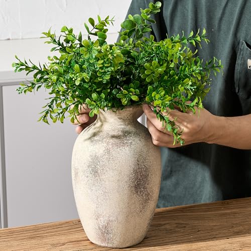 Large Ceramic Rustic Flower Vase, 10.43 Inch Tall Vintage Pottery Home Decor, Antique Farmhouse Terracotta Vase for Living Room, Table, Shelf, Mantel Decoration, Farmhouse - Natural Brown - color: Natural Brown- 10.43"