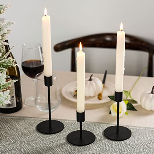 Smtyle Black Candlestick Holders, Set of 3 Metal Taper Candle Holders, Modern Minimalist Matte Candle Stick Holders for Table Centerpieces, Home Decor, Weddings, Vintage Decor - color: Black-p3